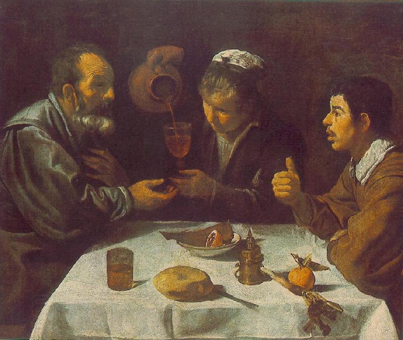 VELAZQUEZ, Diego Rodriguez de Silva y Peasants at the Table (El Almuerzo) r China oil painting art